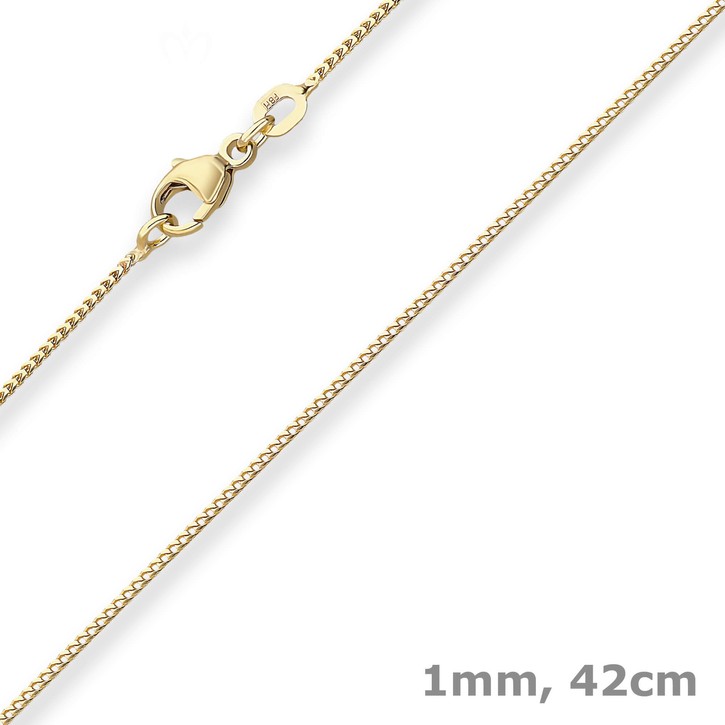 1mm Bingokette aus 333 Gelbgold 42cm