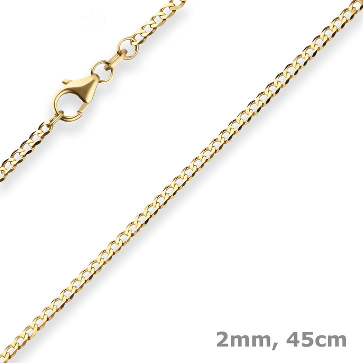 2mm Panzerkette weit aus 585 Gelbgold 45cm