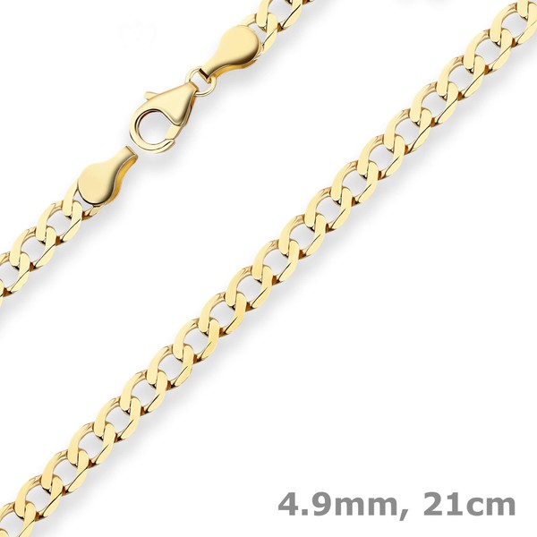 4.9mm Armband Panzerkette weit aus 585 Gelbgold 21cm