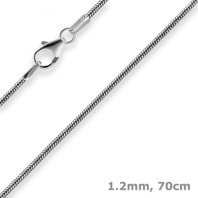 1,2mm Schlangenkette Kette Collier Halskette aus 925 Silber rhodiniert 70cm