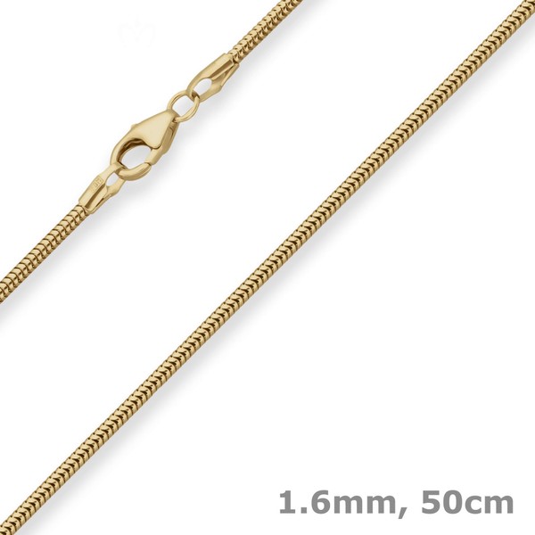 1.6mm Schlangenkette aus 333 Gelbgold 50cm