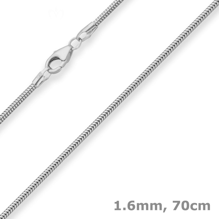 1.6mm Schlangenkette aus 925 Silber 70cm