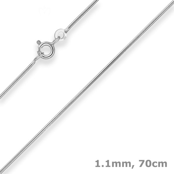 1.1mm Schlangenkette aus 925 Silber rhodiniert 70cm