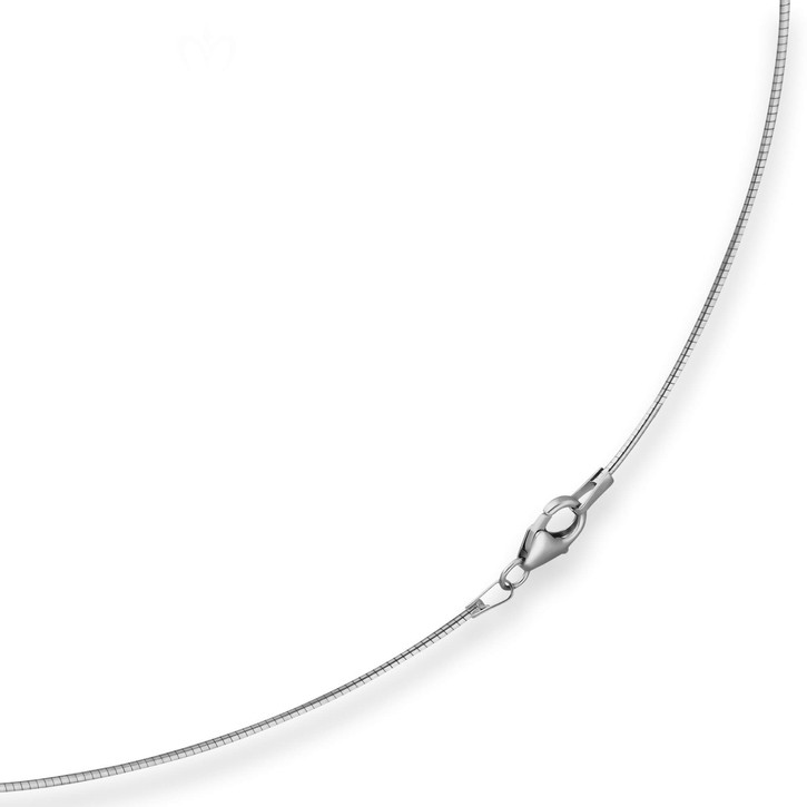 1mm Halsreif Omegakette Tondakette aus 585 Weißgold 50cm
