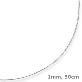 1mm Halsreif Omegakette Tondakette Collier Halskette aus 585 Gold Weißgold 50cm