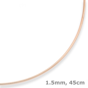 1,5mm Halsreif Omegakette Tondakette Collier Omegareif aus 750 Gold Rotgold 45cm