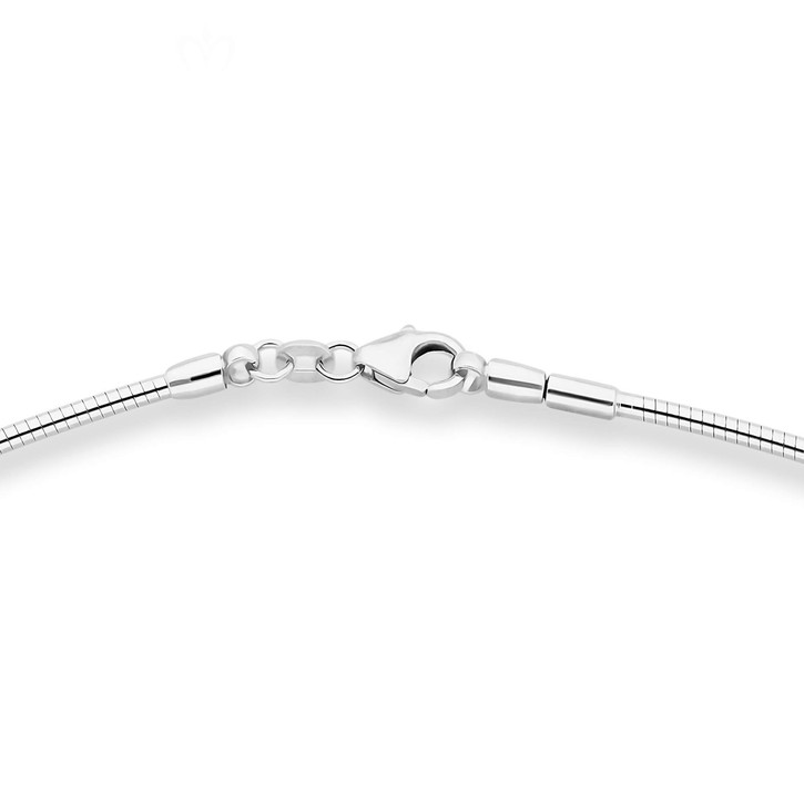 1.5mm Tondakette Omegareif aus 925 Silber rhodiniert 45cm