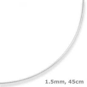 1,5mm Halsreif Tondakette Kette Collier Omegareif aus 925 Silber rhodiniert 45cm