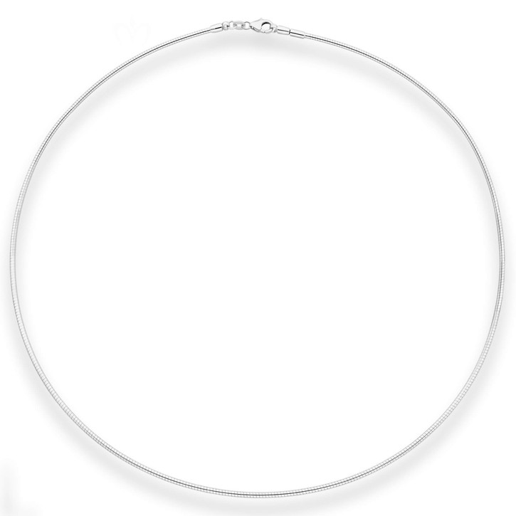 1.5mm Tondakette Omegareif aus 925 Silber rhodiniert 50cm