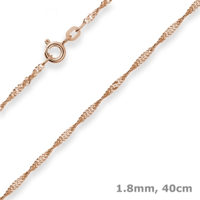 1,8mm Singapurkette Goldkette Collier Halskette aus 585 Gold Rotgold 40cm