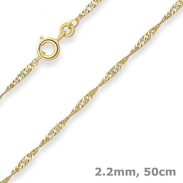 2.2mm Singapurkette aus 333 Gelbgold 50cm