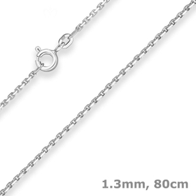 1,3mm Ankerkette diamantiert Silberkette Collier Halskette aus 925 Silber 80cm