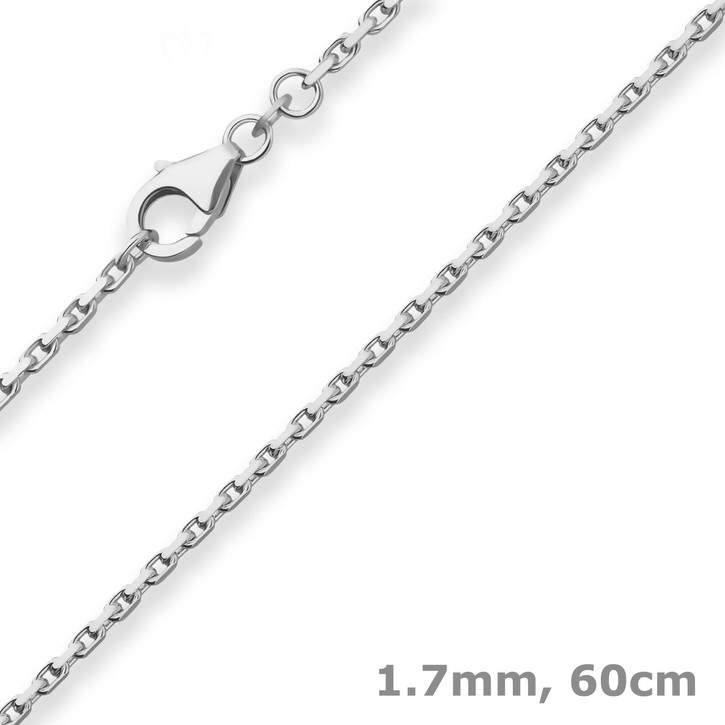 1.7mm Ankerkette diamantiert aus 925 Silber 60cm
