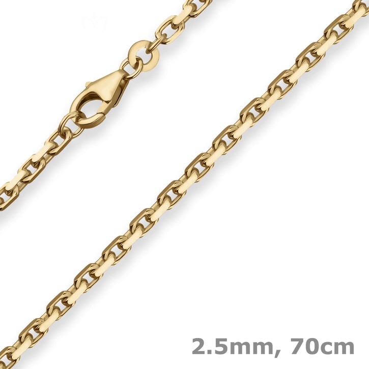 2.5mm Ankerkette diamantiert aus 585 Gelbgold 70cm