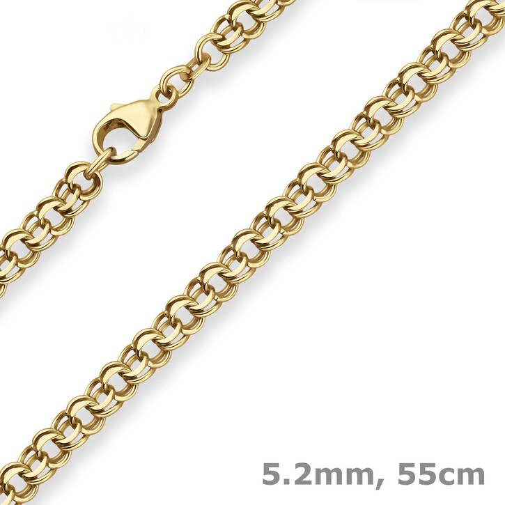 5.2mm Garibaldikette aus 585 Gelbgold 55cm