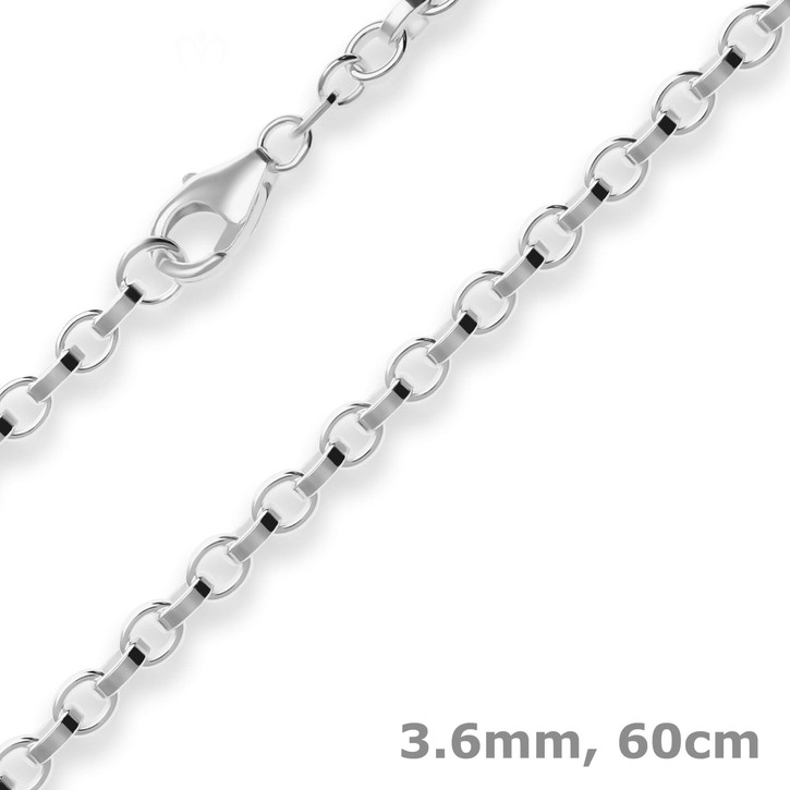 3.6mm Erbskette aus 925 Silber 60cm