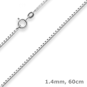 1,4mm Veneziakette Silberkette Collier Halskette aus 925 Silber rhodiniert 60cm