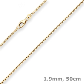 1,9mm Ankerkette diamantiert Kette Collier Halskette aus 585 Gold Gelbgold 50cm