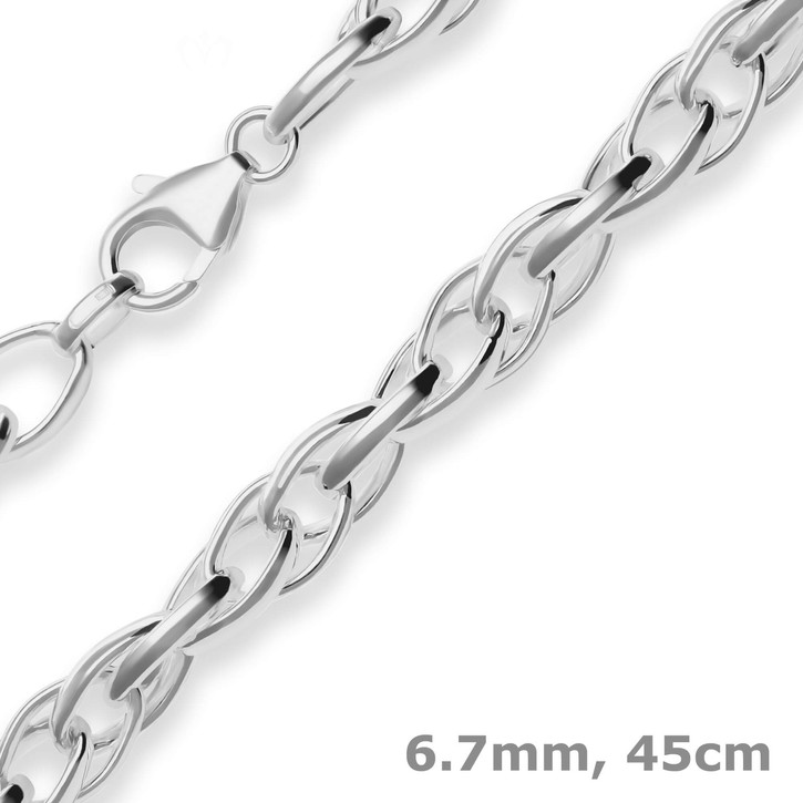 6.7mm Doppelankerkette aus 925 Silber 45cm