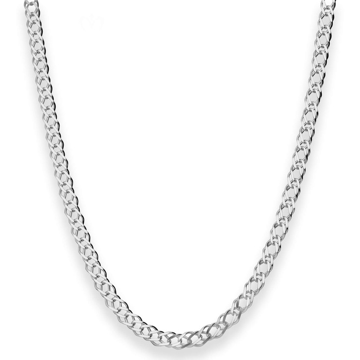 4.8mm Zwillingspanzerkette aus 925 Silber rhodiniert 55cm