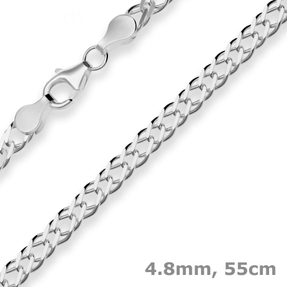 4,8mm Zwillingspanzerkette Collier Halskette aus 925 Silber rhodiniert 55cm