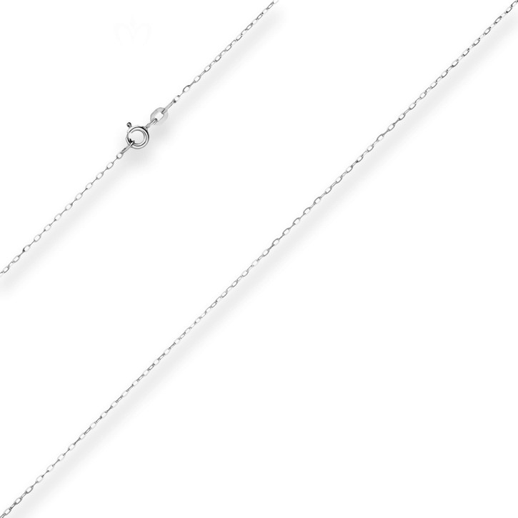 1.1mm Ankerkette flach aus 375 Weißgold 45cm