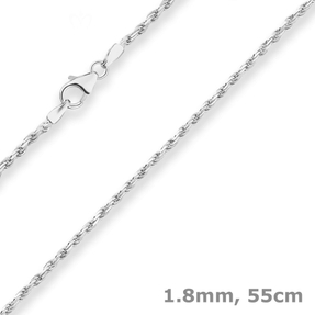 1,8mm Kordelkette massiv Silberkette Collier Halskette aus 925 Silber 55cm