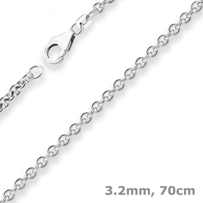 3,2mm Rund-Ankerkette Goldkette Collier Halskette aus 585 Gold Weißgold 70cm
