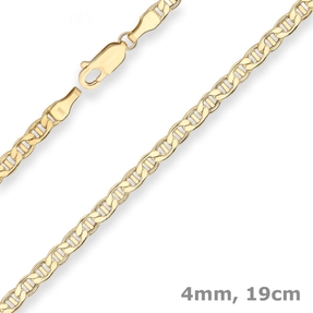 4mm Armband Panzerstegkette Goldarmband Armschmuck aus 375 Gold Gelbgold 19cm