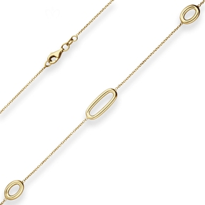 1,3mm Fantasiekette Goldkette Collier Ovale Halskette aus 585 Gold Gelbgold 45cm