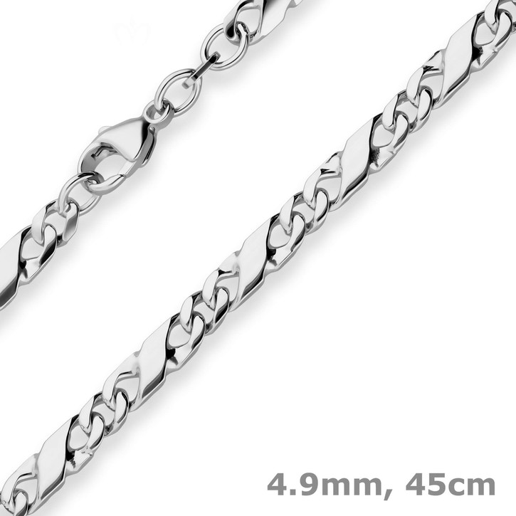 4.9mm Dollarkette aus 925 Silber rhodiniert 45cm
