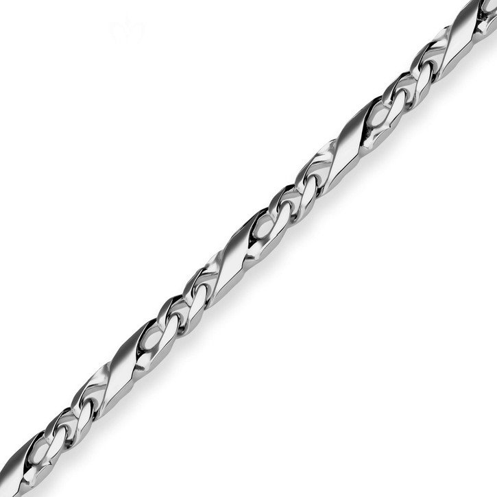 4.9mm Dollarkette aus 925 Silber rhodiniert 45cm