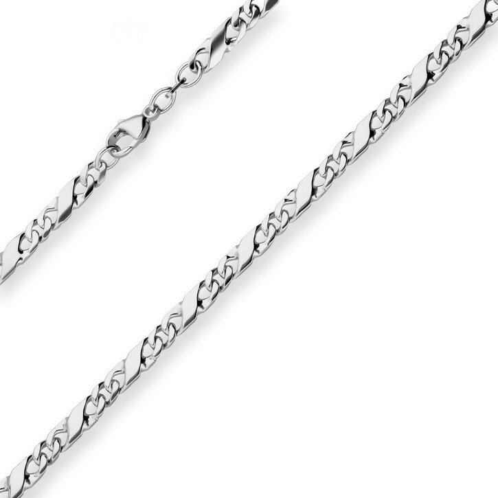 4.9mm Dollarkette aus 925 Silber rhodiniert 45cm