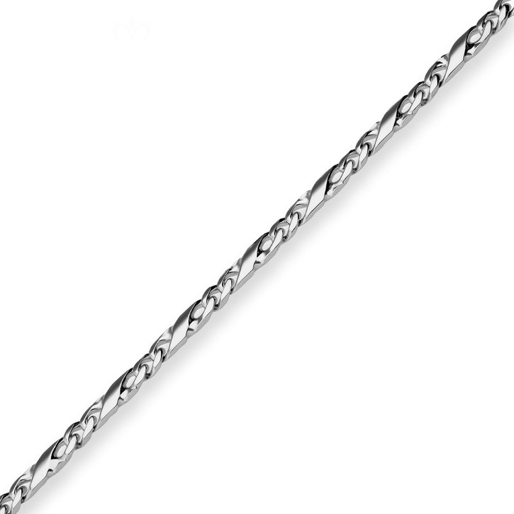 4.9mm Dollarkette aus 925 Silber rhodiniert 45cm