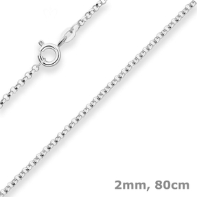 2mm Erbskette Silberkette Collier Halskette aus 925 Silber 80cm