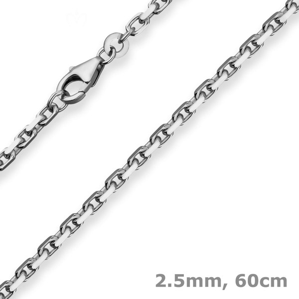 2.5mm Ankerkette diamantiert aus 925 Silber rhodiniert 60cm