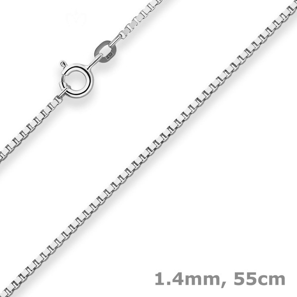 1.4mm Veneziakette aus 925 Silber rhodiniert 55cm