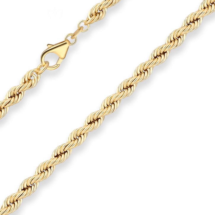 4.4mm Armband Kordelkette hohl aus 585 Gelbgold 21cm