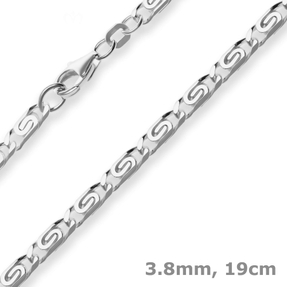 3,8mm Armband S-Panzerkette Silberarmband Armschmuck aus 925 Silber 19cm