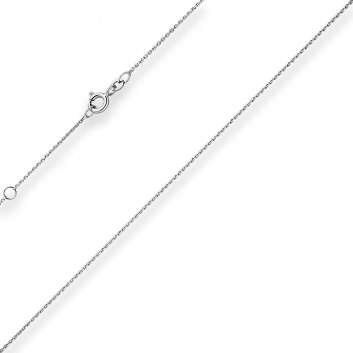 1mm Ankerkette diamantiert 375 Weißgold 50cm mit Zwischenöse