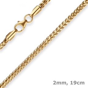 2mm Armband Zopfkette Goldarmband Armschmuck aus 585 Gold Gelbgold 19cm