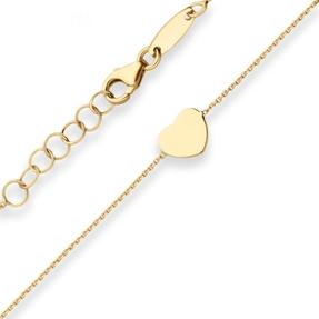 0,7mm Armband Ankerkette diamantiert Anhänger Herz aus 375 Gold Gelbgold 17cm