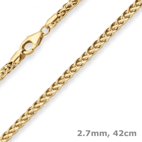 2,7mm Zopfkette Goldkette Collier Halskette aus 585 Gold Gelbgold 42cm