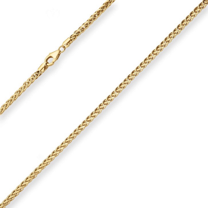 2.7mm Zopfkette hohl aus 585 Gelbgold 45cm