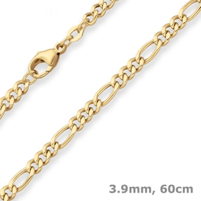 3,9mm Figarokette Goldkette Collier Halskette aus 750 Gold Gelbgold 60cm