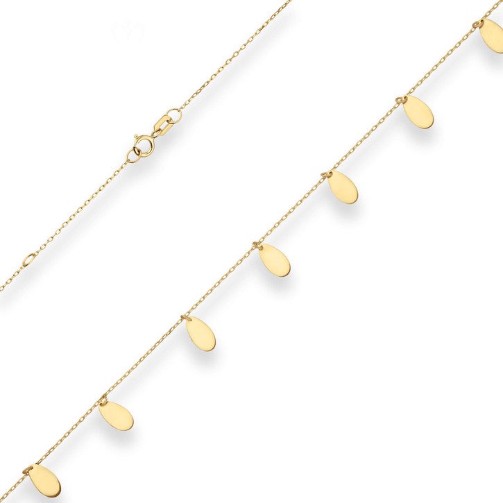 0.7mm Fantasiekette Anhänger Tropfen aus 375 Gelbgold 45cm