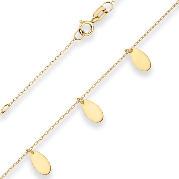 0.7mm Fantasiekette Anhänger Tropfen aus 375 Gelbgold 45cm
