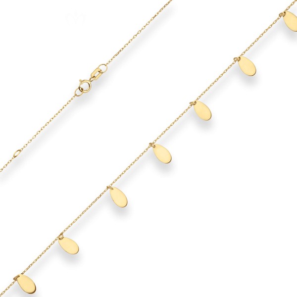 0.7mm Fantasiekette Anhänger Tropfen aus 375 Gelbgold 45cm