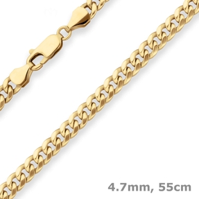 4,7mm Panzerkette oval diamantiert Collier Halskette aus 585 Gold Gelbgold 55cm