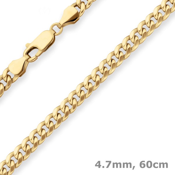4.7mm Panzerkette oval diamantiert aus 750 Gelbgold 60cm